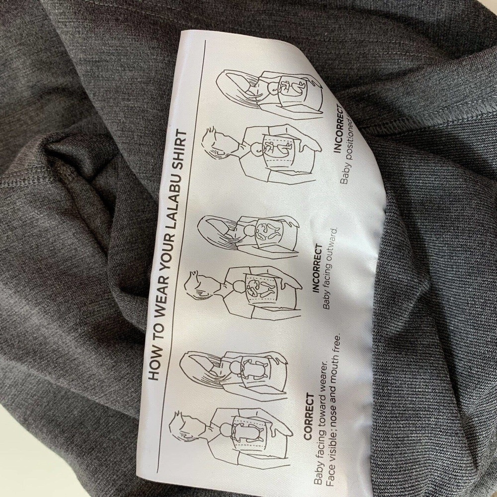 Lalabu Mens Medium Dad Soothe Shirt Baby Wearing Solid Gray - Picture 6 of 6